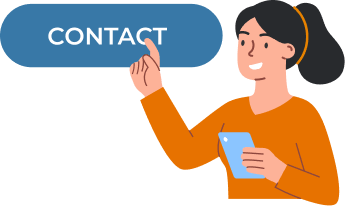 コンタクトボタンを押す女性のイラスト