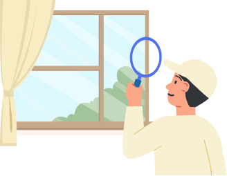 コンタクトボタンを押す女性のイラスト