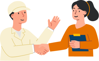 コンタクトボタンを押す女性のイラスト