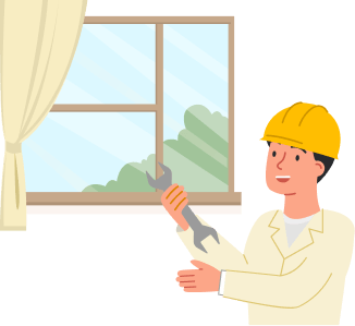 コンタクトボタンを押す女性のイラスト