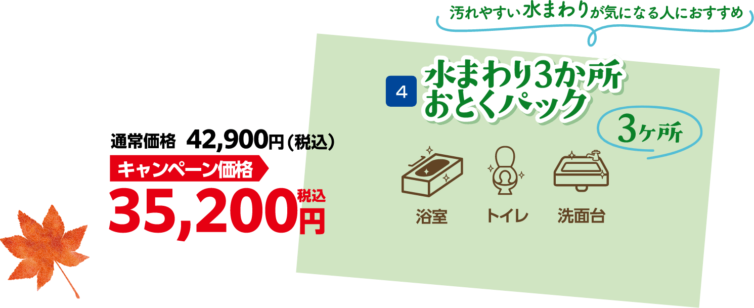 水まわり3か所おとくパック キャンペーン価格 35,200円