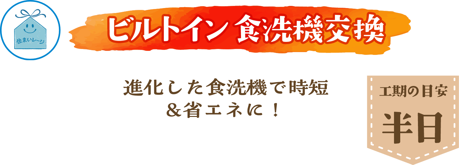 ビルトイン食洗器交換 工期の目安 半日