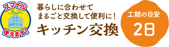 キッチン交換 工期の目安：2日