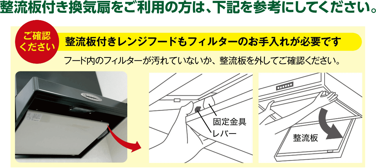 整流板付き換気扇をご利用の方は、下記を参考にしてください。