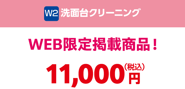 W2 洗面台クリーニング WEB限定掲載商品 11,000円（税込）