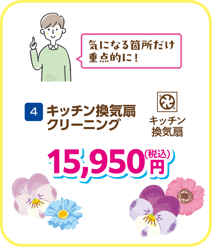 4 キッチン換気扇クリーニング 15,950円（税込）