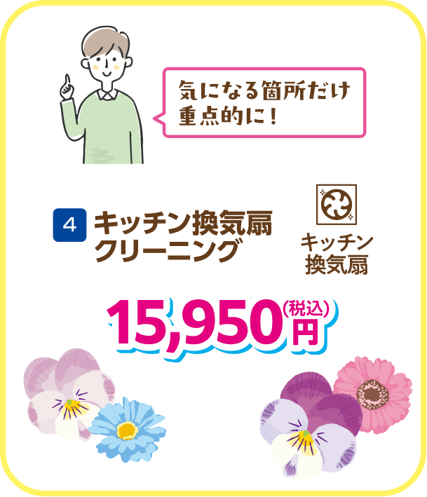 4 キッチン換気扇クリーニング 15,950円（税込）