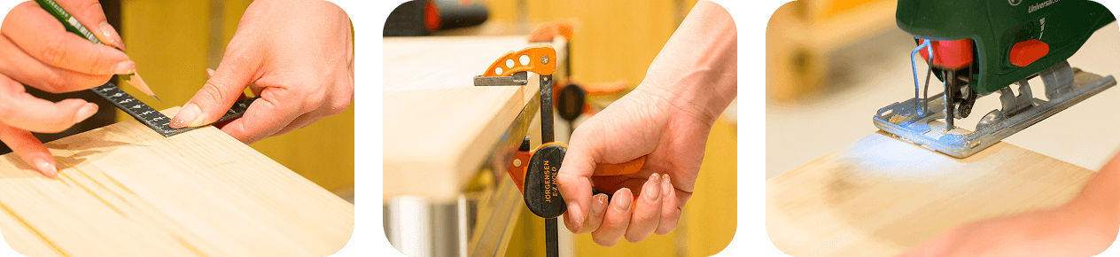 木材を加工する様子