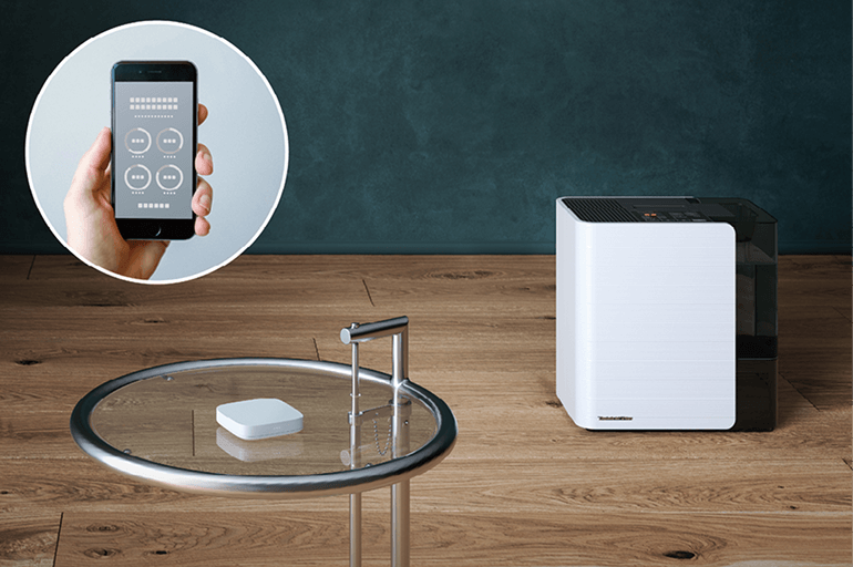 リビングに置かれた加湿器の写真