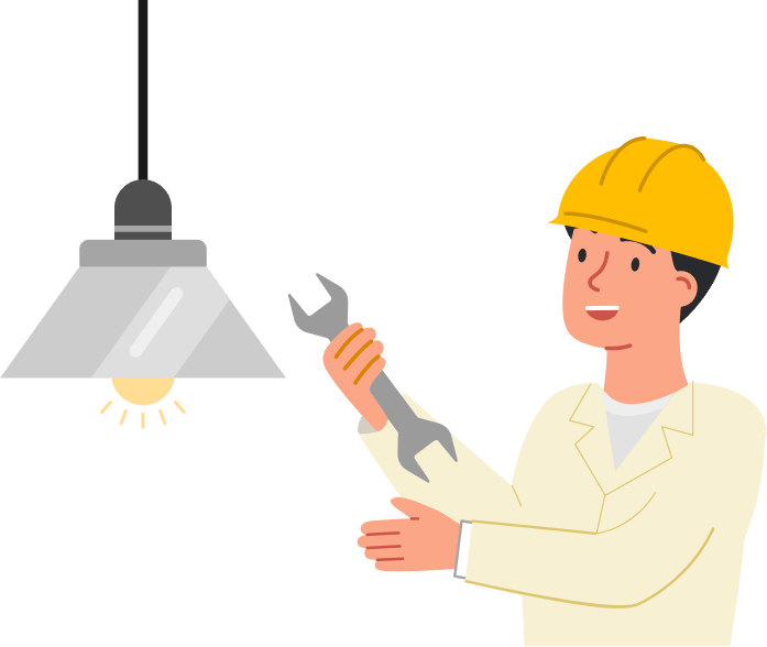 ライトを交換する作業者のイラスト
