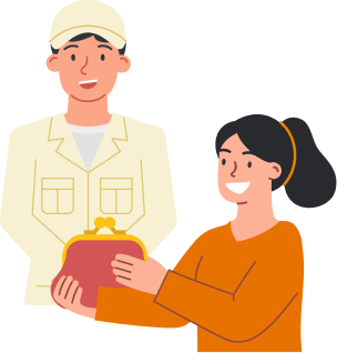 作業者に支払する女性のイラスト