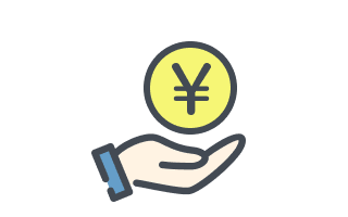 円マークを手に持つイラスト