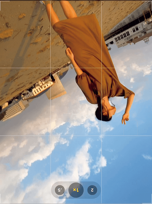 空と地面が逆になった撮影画面