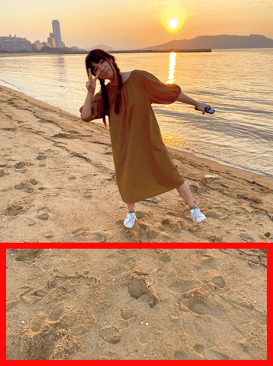 画角の下に余白をとった、女性を真正面から映したNG写真