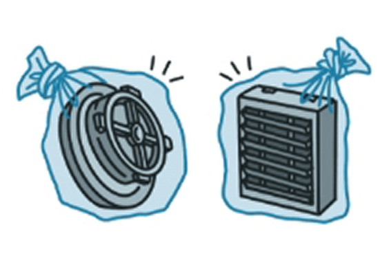 ビニール袋に入れられた部品のイラスト