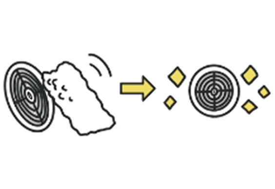 部品の水分を拭き取るイラスト