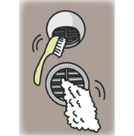 ブラッシングして拭き取るイラスト