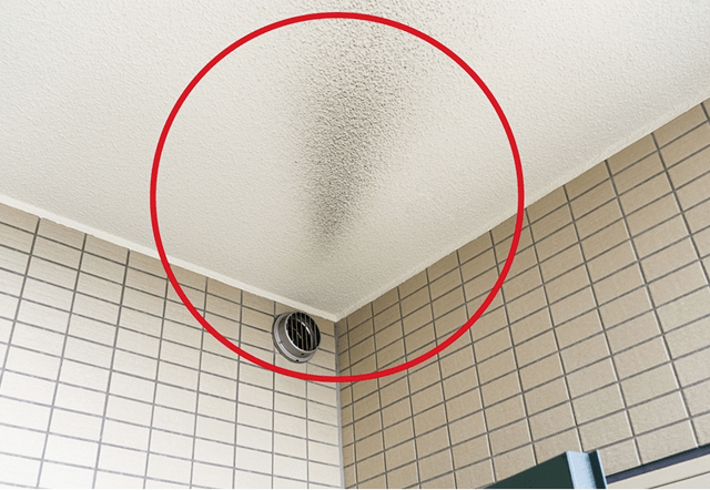 排気口周辺の黒ずみ汚れの写真