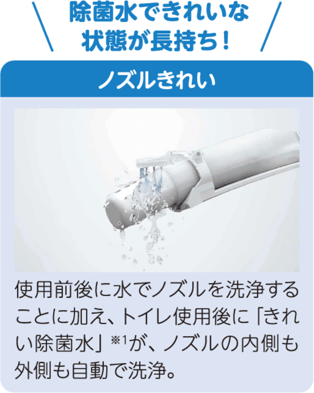 除菌水できれいな状態が長持ち！ノズルきれい