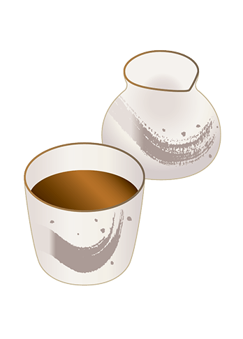 蕎麦つゆの入った容器のイラスト