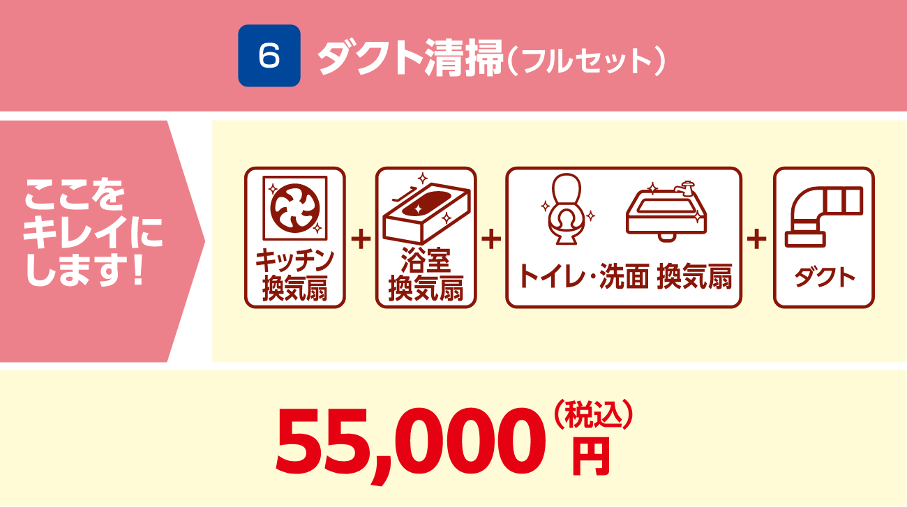 6 ダクト清掃(フルセット) 55,000円(税込)