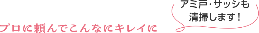 プロに頼んでこんなにキレイに アミ戸・サッシも清掃します！