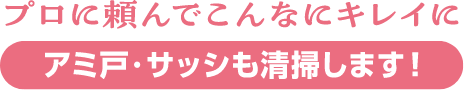 プロに頼んでこんなにキレイに アミ戸・サッシも清掃します！