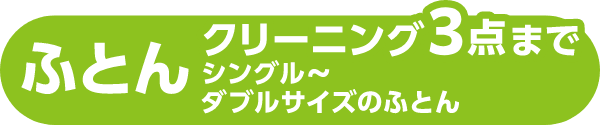 ふとんクリーニング3点まで、シングルからダブルサイズのふとん