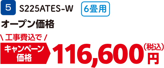 5 6畳用 S225ATES-W キャンペーン価格：116,600円（税込・工事費込）
