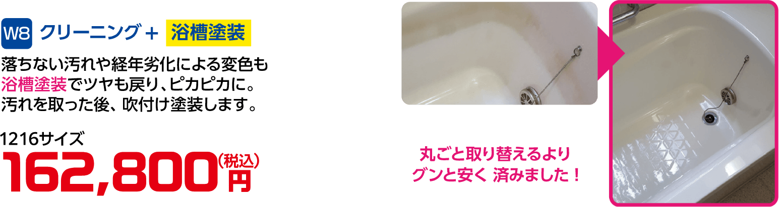 W8 クリーニング+浴槽塗装 1216サイズ 162,800円(税込)