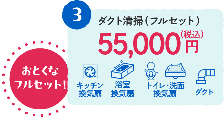 3 ダクト清掃(フルセット) 55,000円(税込)