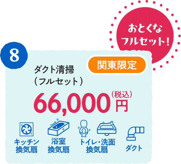8 関東限定 ダクト清掃（フルセット） 66,000円（税込）