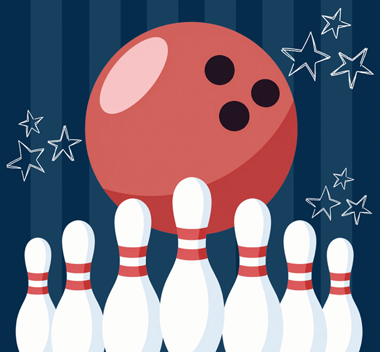 ボーリングの玉とピンのイラスト