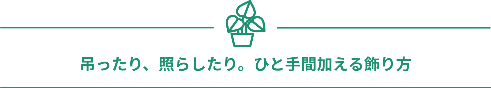 吊ったり、照らしたり。ひと手間加える飾り方