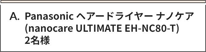 A Panasonic ヘアードライヤー ナノケア (nanocare ULTIMATE EH-NC80-T)　2名様