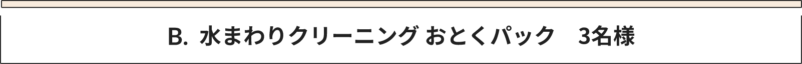 B 水まわりクリーニング おとくパック 3名様