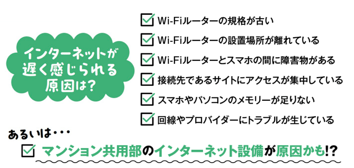 インターネットが遅く感じられる原因のリスト