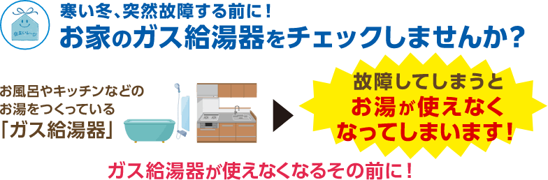 寒い冬、突然故障する前に！お家のガス給湯器をチェックしませんか？