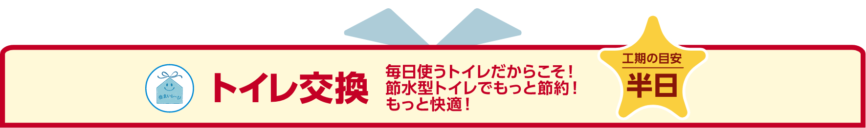 トイレ交換 工期の目安：半日