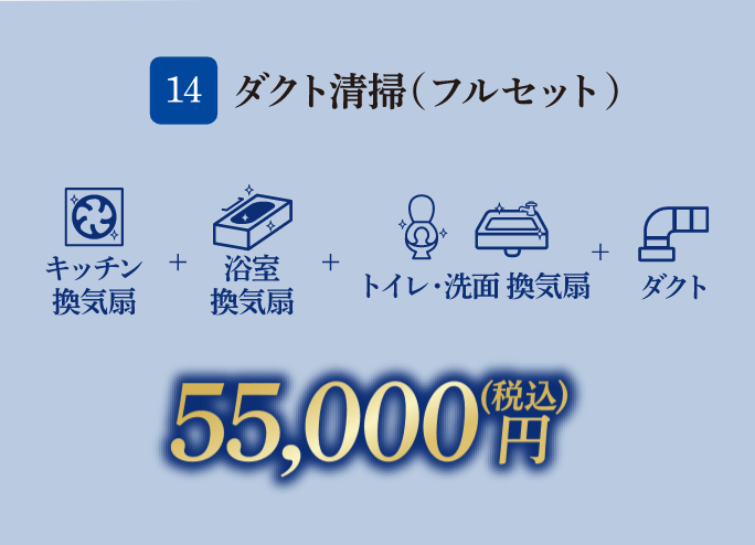 14 ダクト清掃（フルセット） 55,000円（税込）