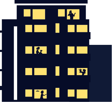 夜に輝くマンション