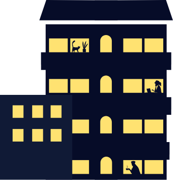 夜に輝くマンション